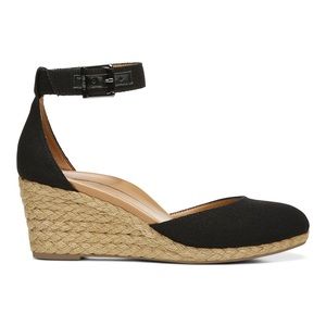 VIONIC ANY WEDGE ESPADRILLE SANDALS BLACK CANVAS SIZE 10